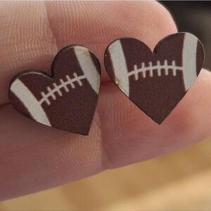 Football Heart Stud Earrings